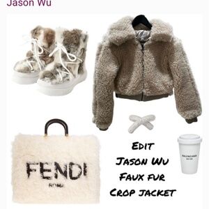 JACKET- Edit Jason Wu Faux Fur Sherpa Cropped Jacket size small (SOLD)